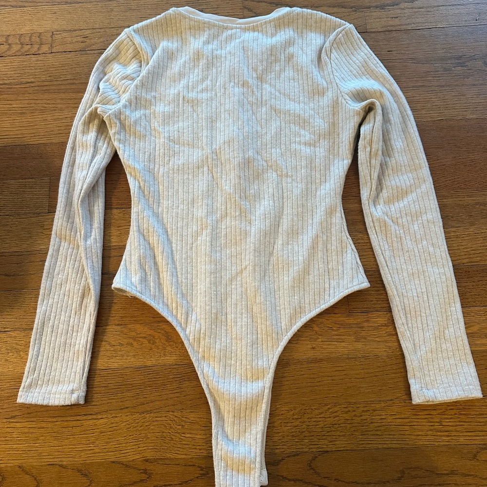 Free the Roses Beige Ribbed Bodysuit - Picture 3 of 3